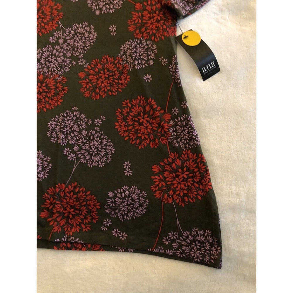 NWT ANA Womens Medium Short Sleeve Shirt Top Scoop Neck Floral Off Shoulder - Picture 6 of 12